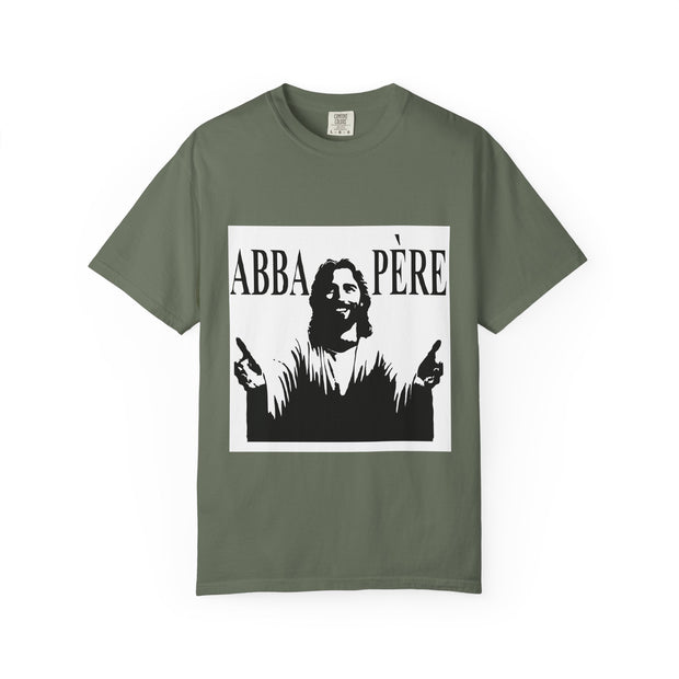 Unisex Garment-Dyed T-shirt with Abba Père Atom Inspired Graphic