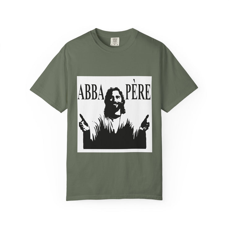 Unisex Garment-Dyed T-shirt with Abba Père Atom Inspired Graphic