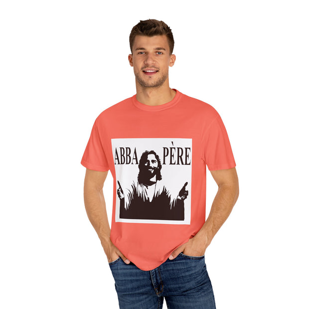 Unisex Garment-Dyed T-shirt with Abba Père Atom Inspired Graphic