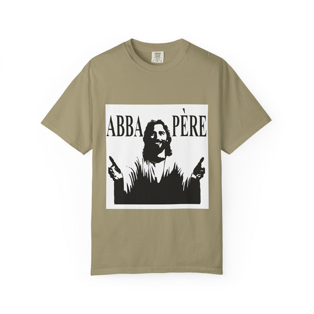 Unisex Garment-Dyed T-shirt with Abba Père Atom Inspired Graphic
