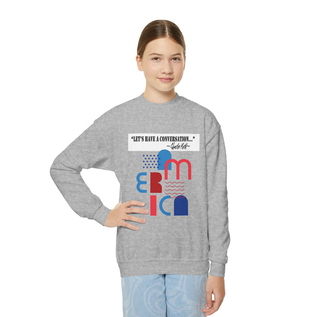 Charlie Kirk- Let's have a conversation-Youth Crewneck Sweatshirt