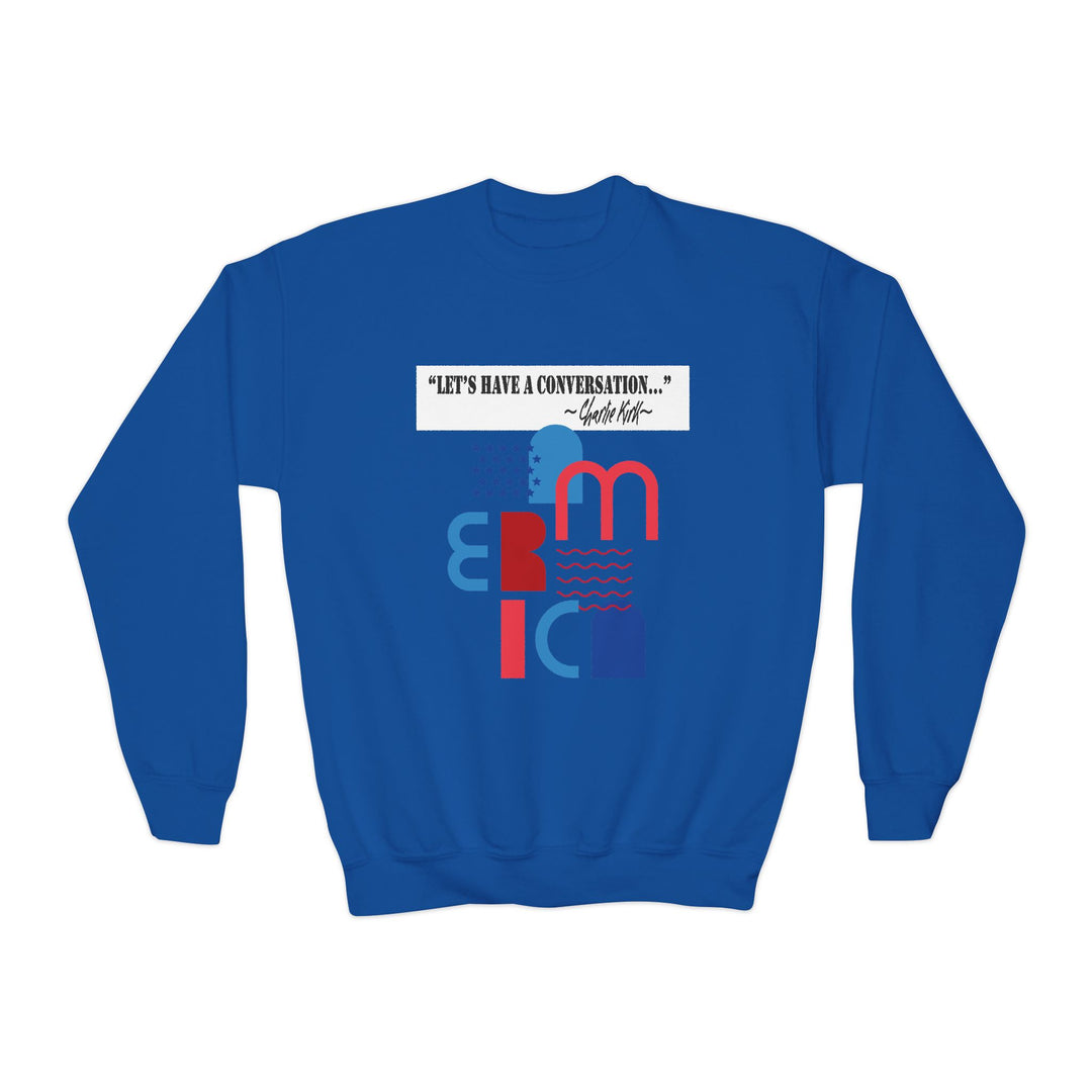 Charlie Kirk- Let's have a conversation-Youth Crewneck Sweatshirt