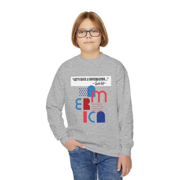 Charlie Kirk- Let's have a conversation-Youth Crewneck Sweatshirt