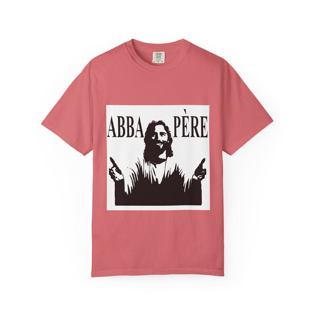 Unisex Garment-Dyed T-shirt with Abba Père Atom Inspired Graphic