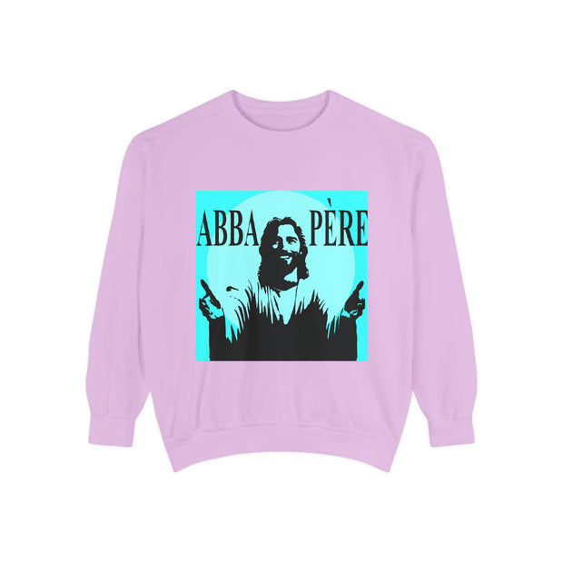 Retro Garment-Dyed Sweatshirt with 'Abba Père' Design