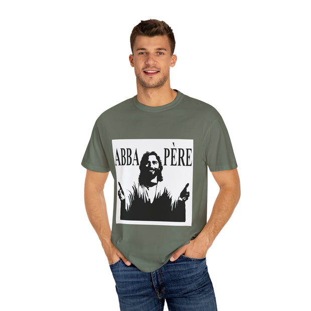 Unisex Garment-Dyed T-shirt with Abba Père Atom Inspired Graphic