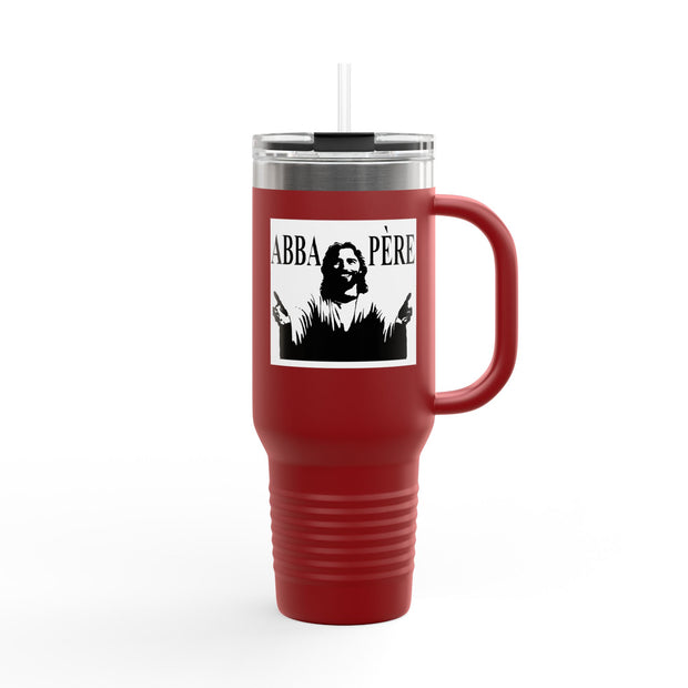 40oz Insulated Travel Mug - Abba Père Christian Graphic, Elegant Design