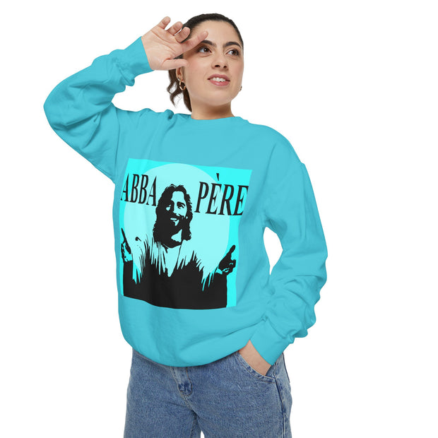 Retro Garment-Dyed Sweatshirt with 'Abba Père' Design