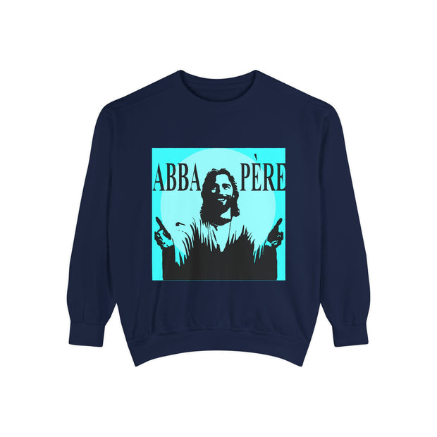 Retro Garment-Dyed Sweatshirt with 'Abba Père' Design