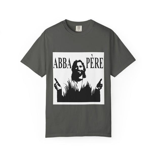 Unisex Garment-Dyed T-shirt with Abba Père Atom Inspired Graphic