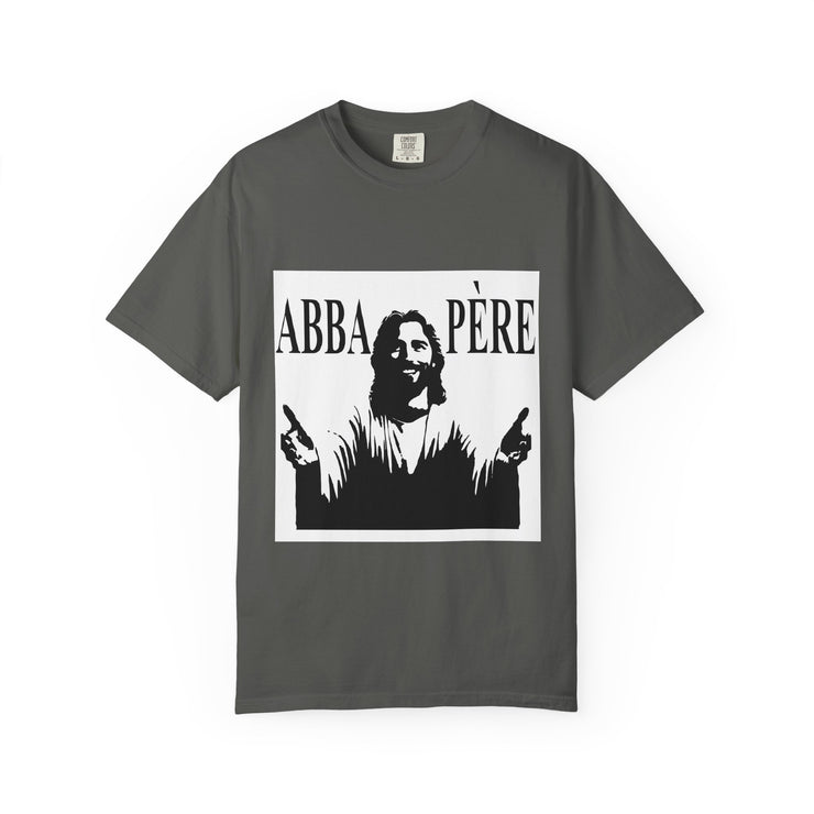 Unisex Garment-Dyed T-shirt with Abba Père Atom Inspired Graphic