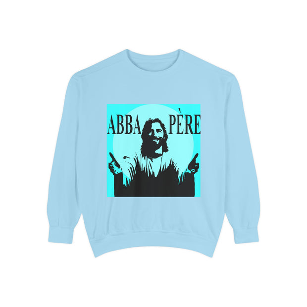 Retro Garment-Dyed Sweatshirt with 'Abba Père' Design