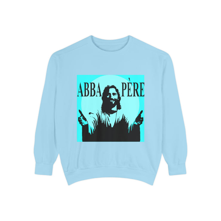 Retro Garment-Dyed Sweatshirt with 'Abba Père' Design