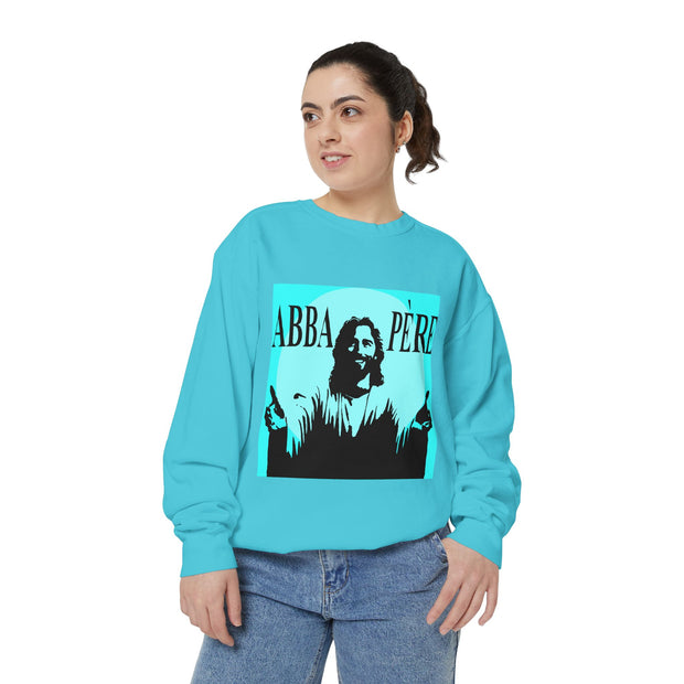Retro Garment-Dyed Sweatshirt with 'Abba Père' Design