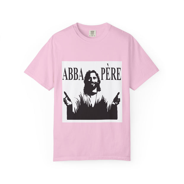 Unisex Garment-Dyed T-shirt with Abba Père Atom Inspired Graphic