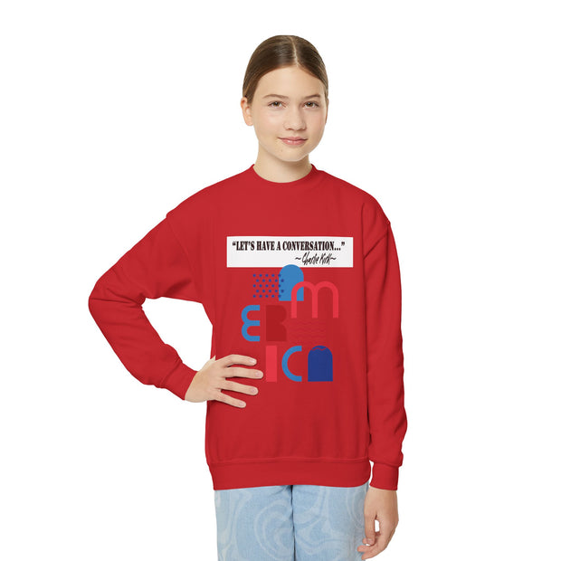 Charlie Kirk- Let's have a conversation-Youth Crewneck Sweatshirt