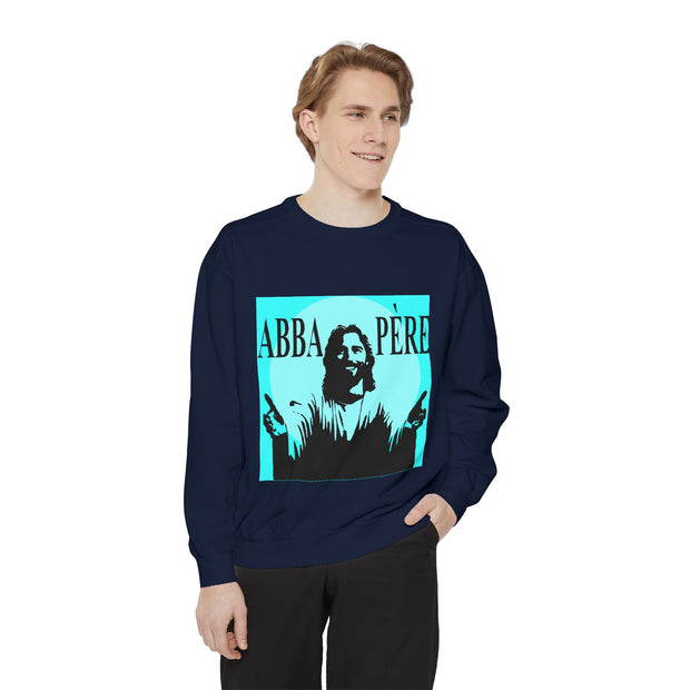 Retro Garment-Dyed Sweatshirt with 'Abba Père' Design