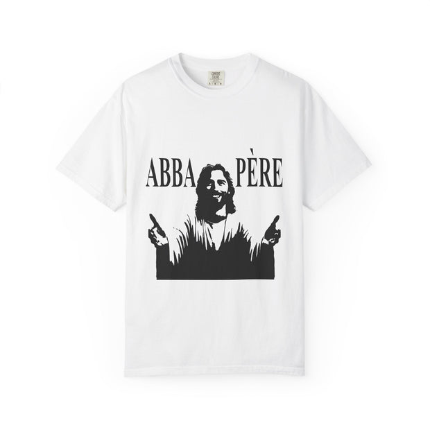 Unisex Garment-Dyed T-shirt with Abba Père Atom Inspired Graphic