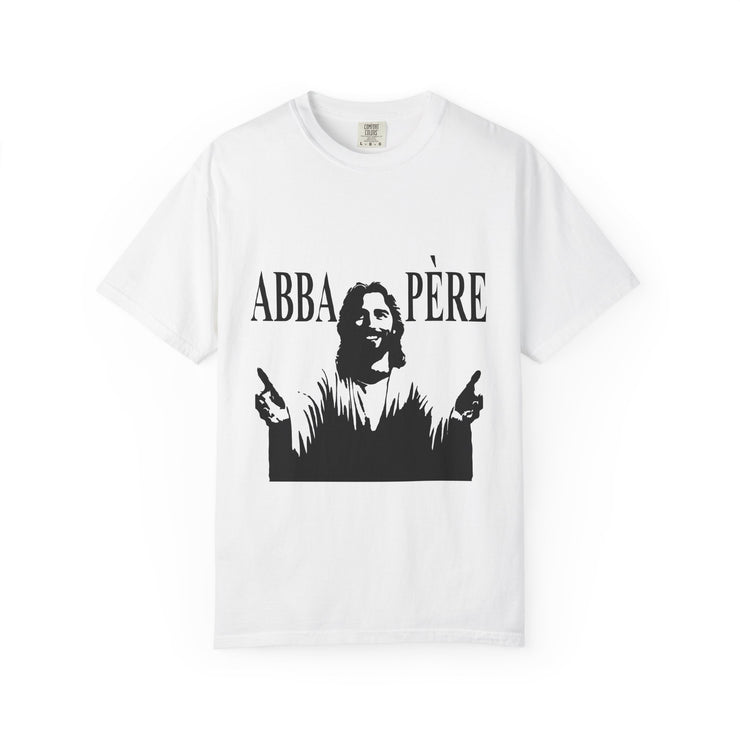 Unisex Garment-Dyed T-shirt with Abba Père Atom Inspired Graphic