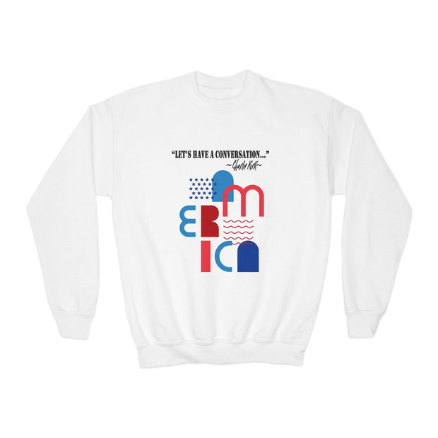 Charlie Kirk- Let's have a conversation-Youth Crewneck Sweatshirt