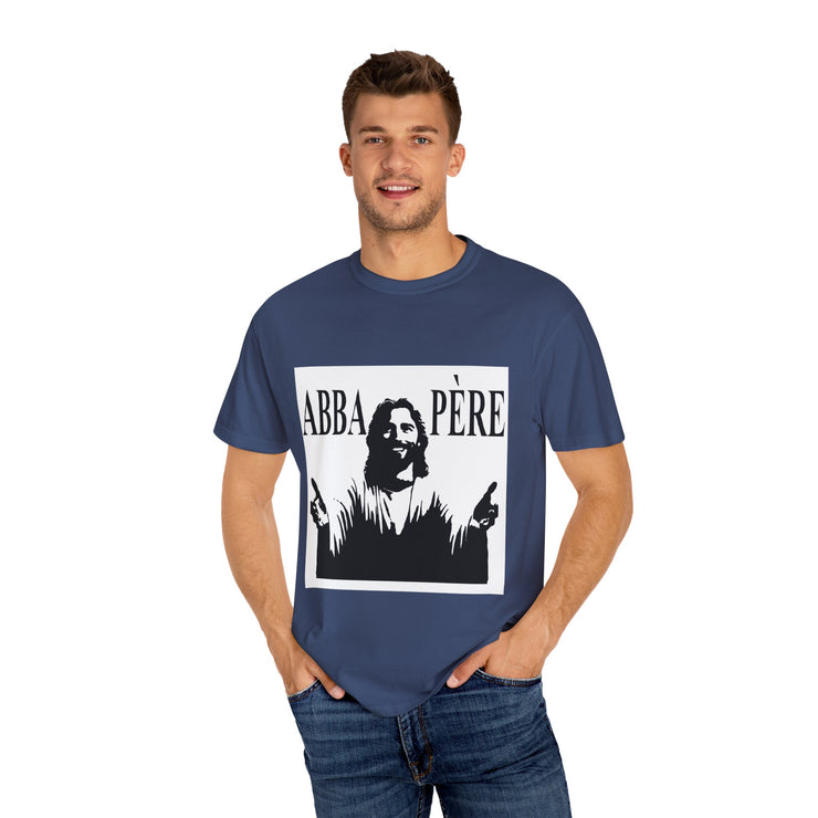 Unisex Garment-Dyed T-shirt with Abba Père Atom Inspired Graphic