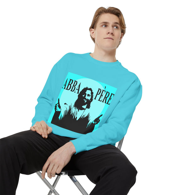 Retro Garment-Dyed Sweatshirt with 'Abba Père' Design