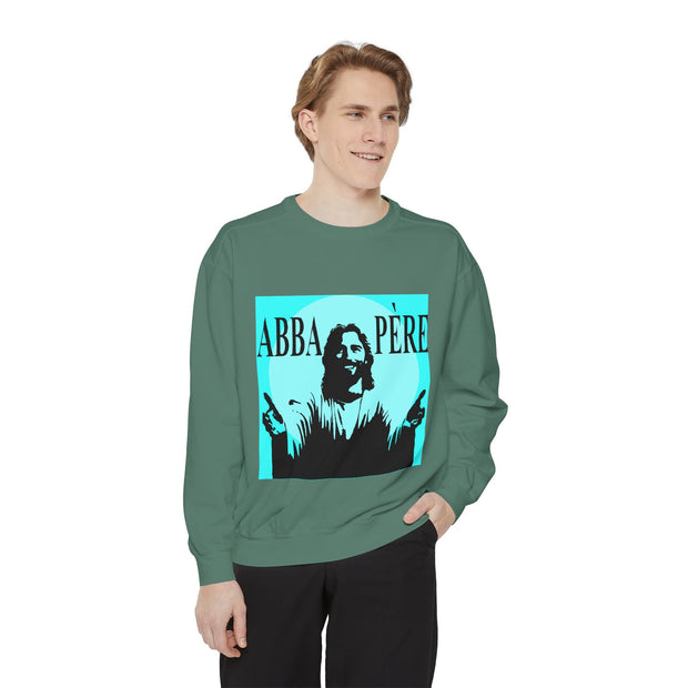 Retro Garment-Dyed Sweatshirt with 'Abba Père' Design