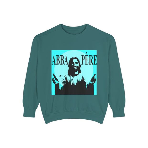 Retro Garment-Dyed Sweatshirt with 'Abba Père' Design