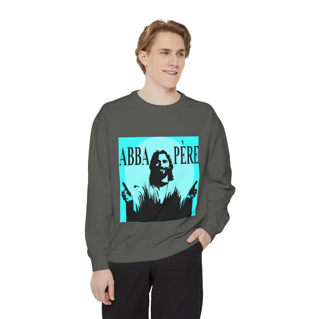 Retro Garment-Dyed Sweatshirt with 'Abba Père' Design