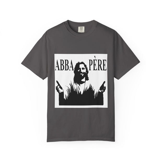 Unisex Garment-Dyed T-shirt with Abba Père Atom Inspired Graphic