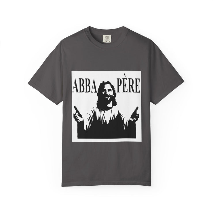 Unisex Garment-Dyed T-shirt with Abba Père Atom Inspired Graphic