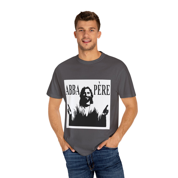 Unisex Garment-Dyed T-shirt with Abba Père Atom Inspired Graphic
