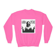 Back to school,Youth Crewneck Sweatshirt with 'ABBA PÈRE' and GOD Design
