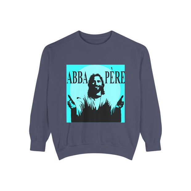 Retro Garment-Dyed Sweatshirt with 'Abba Père' Design