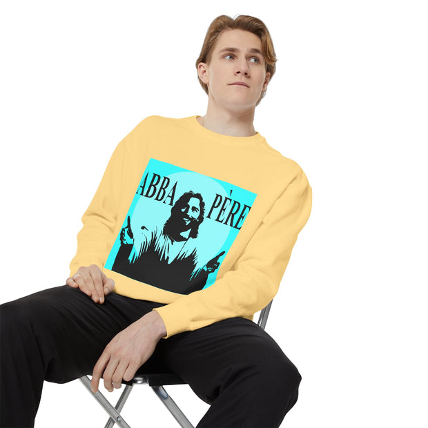 Retro Garment-Dyed Sweatshirt with 'Abba Père' Design
