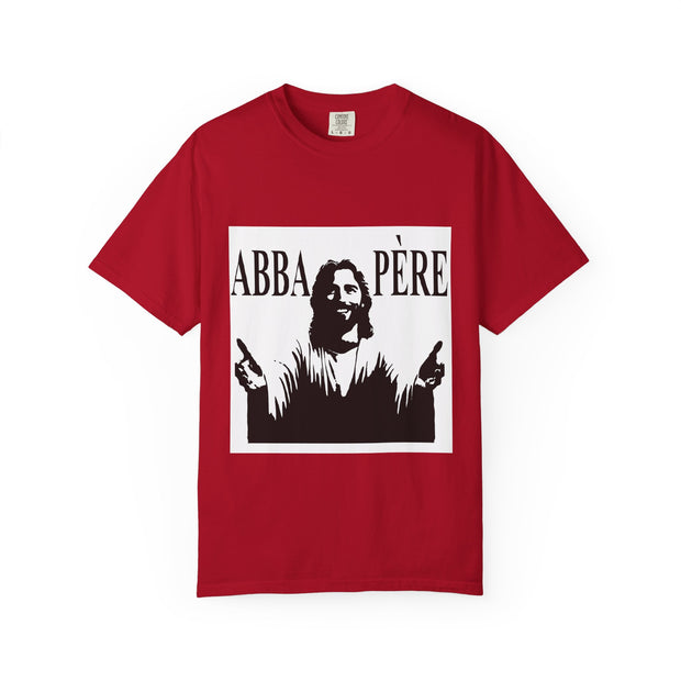 Unisex Garment-Dyed T-shirt with Abba Père Atom Inspired Graphic