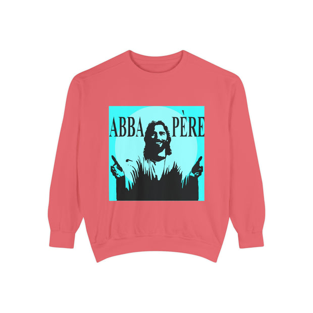 Retro Garment-Dyed Sweatshirt with 'Abba Père' Design