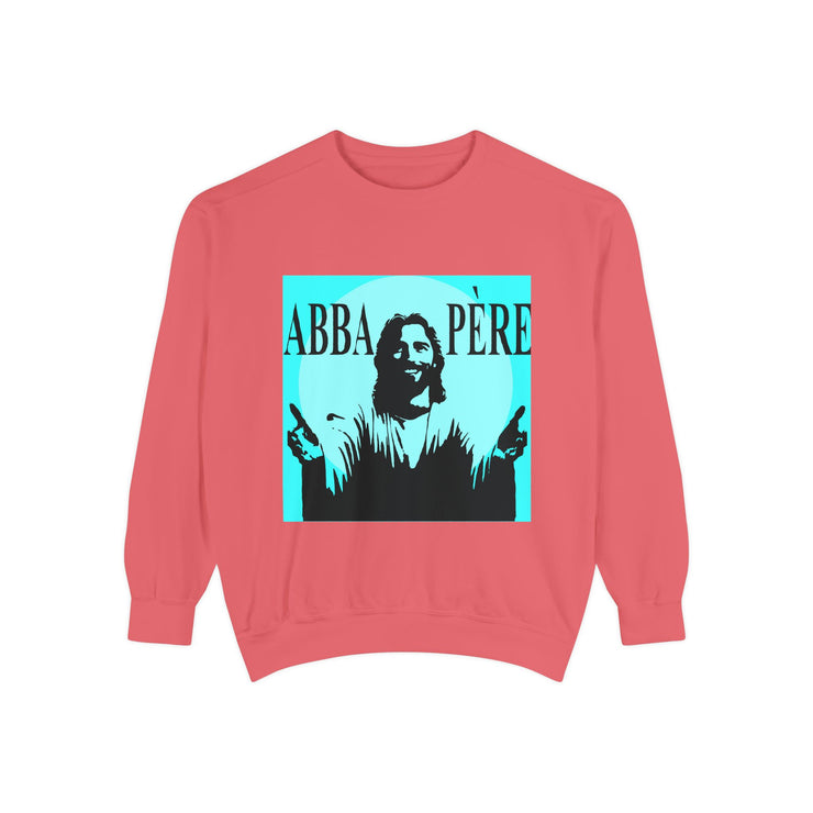 Retro Garment-Dyed Sweatshirt with 'Abba Père' Design