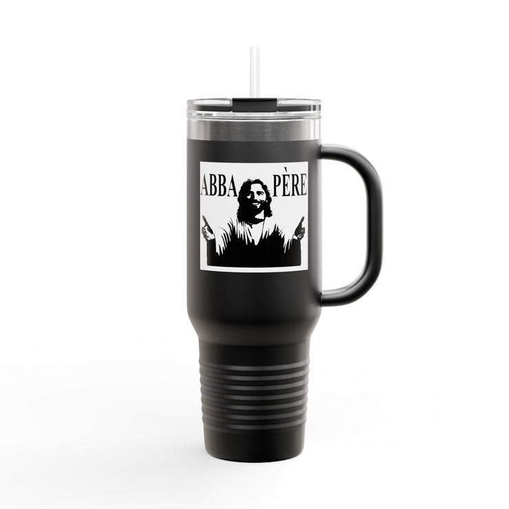 40oz Insulated Travel Mug - Abba Père Christian Graphic, Elegant Design