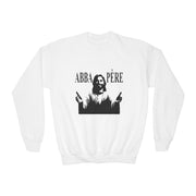 Back to school,Youth Crewneck Sweatshirt with 'ABBA PÈRE' and GOD Design