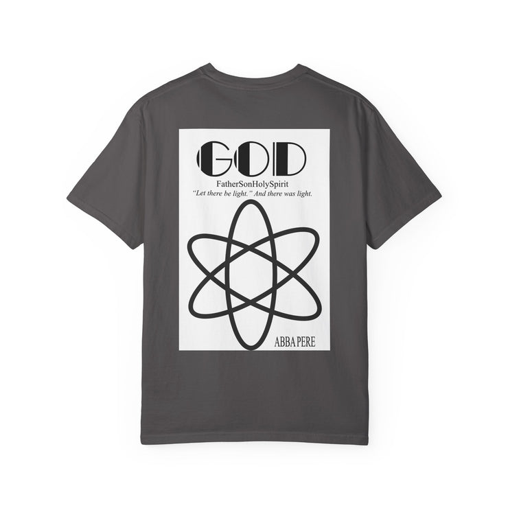 Unisex Garment-Dyed T-shirt with Abba Père Atom Inspired Graphic