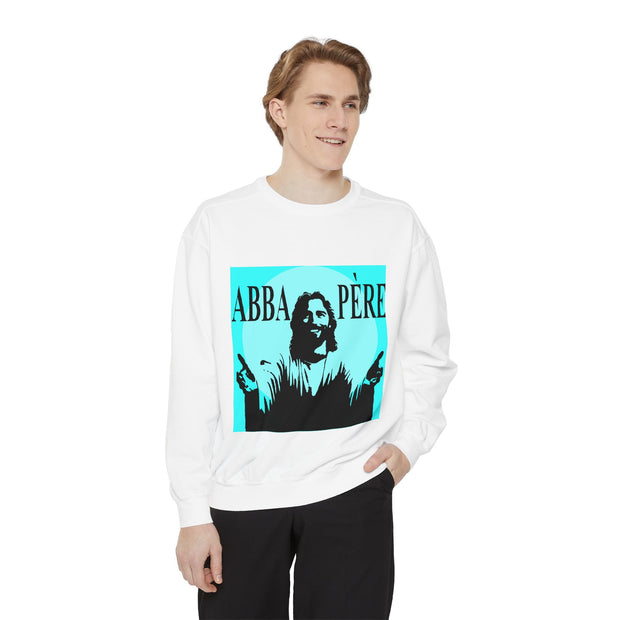 Retro Garment-Dyed Sweatshirt with 'Abba Père' Design