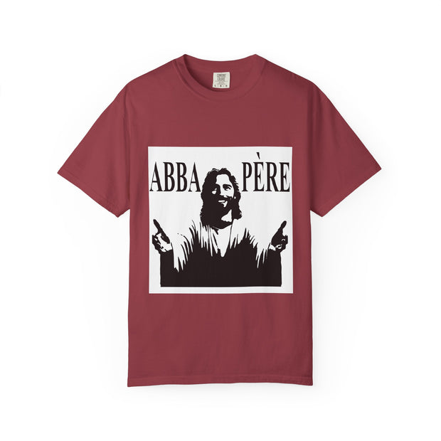 Unisex Garment-Dyed T-shirt with Abba Père Atom Inspired Graphic