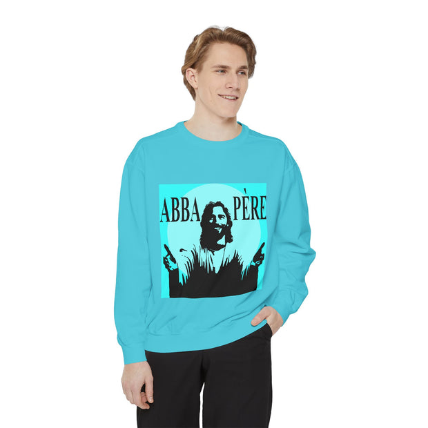 Retro Garment-Dyed Sweatshirt with 'Abba Père' Design