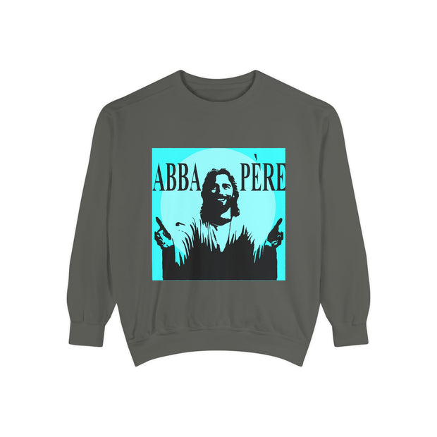 Retro Garment-Dyed Sweatshirt with 'Abba Père' Design
